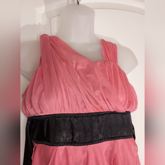 2/$30 Ruffled Radiance Sleeveless Pink Halter Dress with Tiered Skirt(#1,140) - Picture 3 of 7